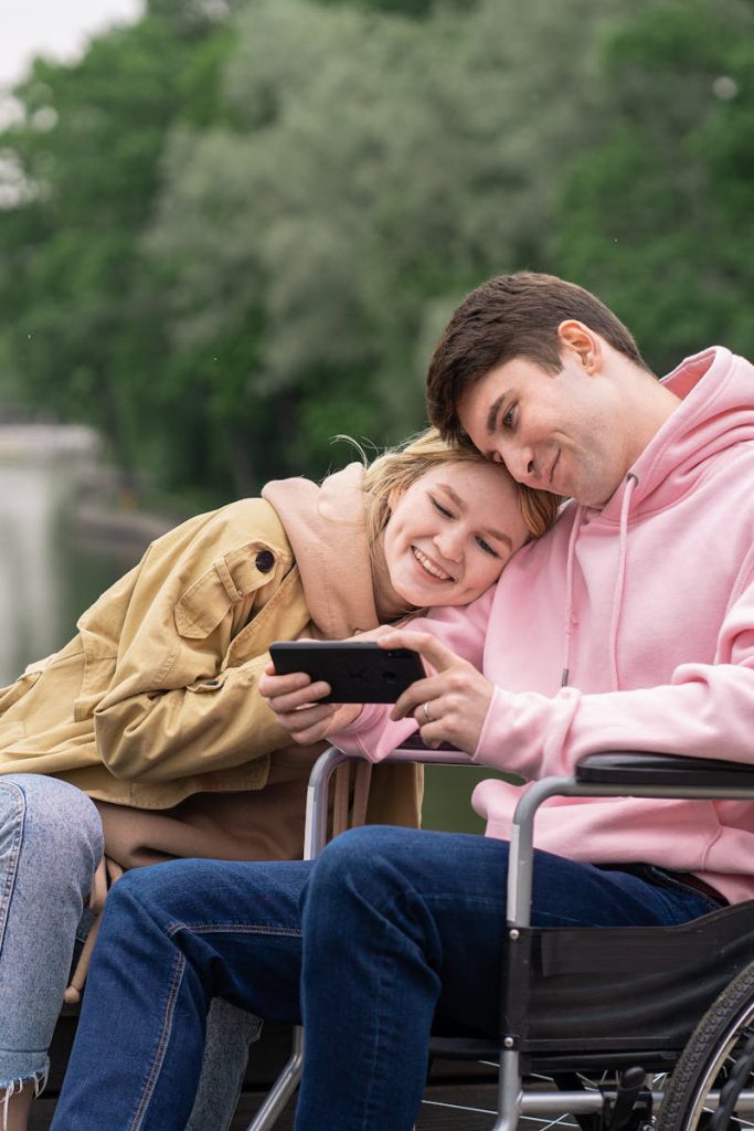 A Woman and Man Looking the Smartphone Together